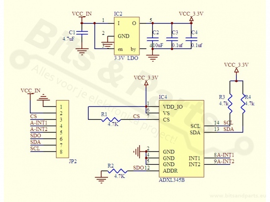 Accelerometer/versnellingsmeter 3-voudig digitaal - ADXL345 (GY-291)